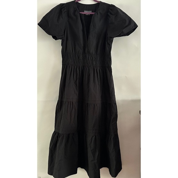 Anthropologie Dresses & Skirts - Anthropologie Somerset Maxi Dress Black Cotton Smocked Tiered Puff Sleeve XLP